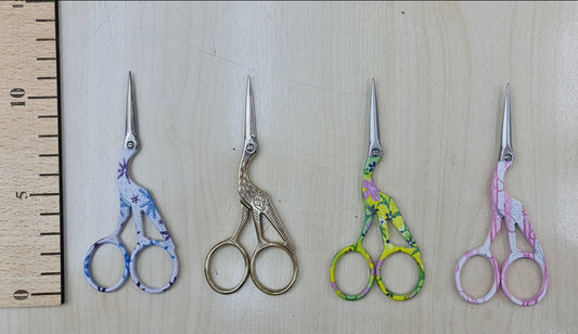 Paslanmaz, 11,5cm Çiçek Desenli Makas - Leylek Figürlü Makas