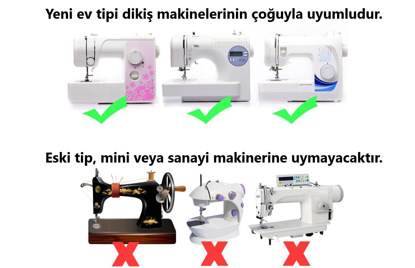 11 Parça Ev Tipi Dikiş Makine Ayak Seti (Brother, Singer, Janome Zetina, Juki, Bernette vb)