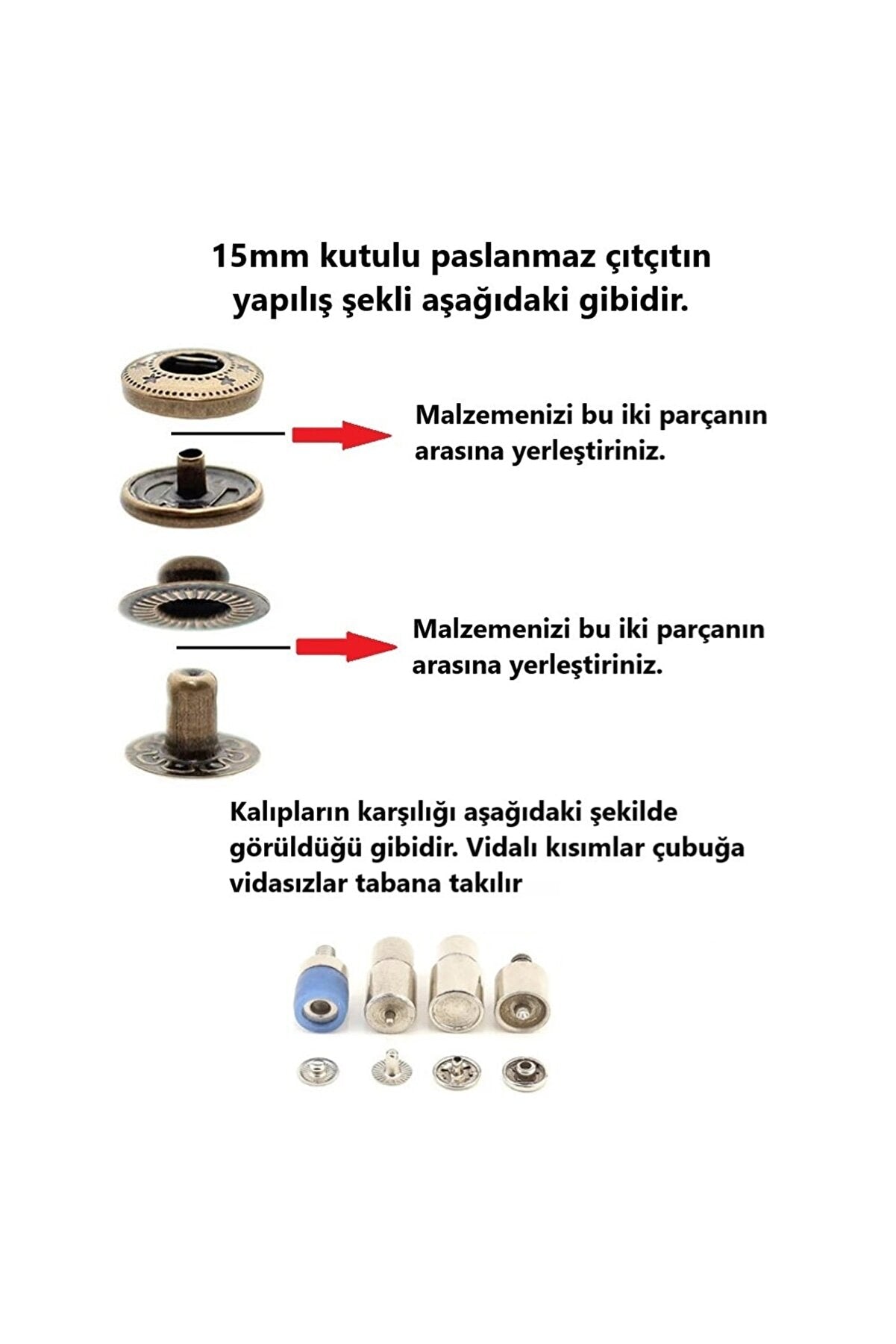 3600 Adet 15mm Büyük Çıtçıt 15mm Alfa Çıtçıt (Sac Malzeme)