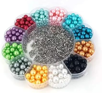 Karışık Renkli İnci, Kalıplar ve Tulumba Pres Seti (4,5, 6, 8 ve 10mm İnci Yapım Seti)