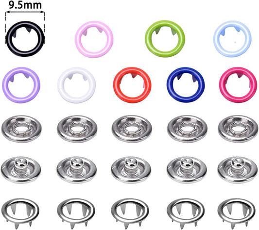 200 Takım Metal Çıtçıt ve Pense Seti. (10 Renk, 9.5mm)