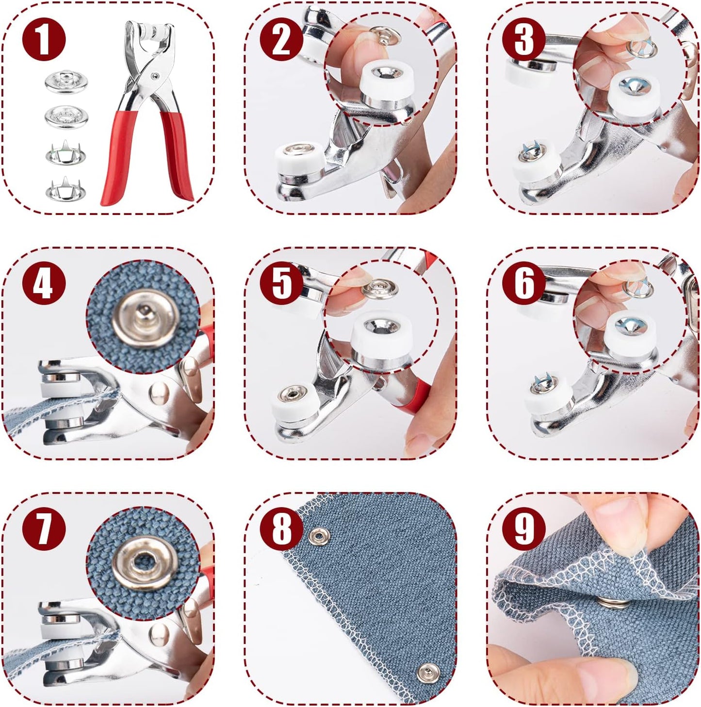 200 Takım Metal Çıtçıt (10 Renk, 9.5mm) (Pense veya Aparat yoktur)