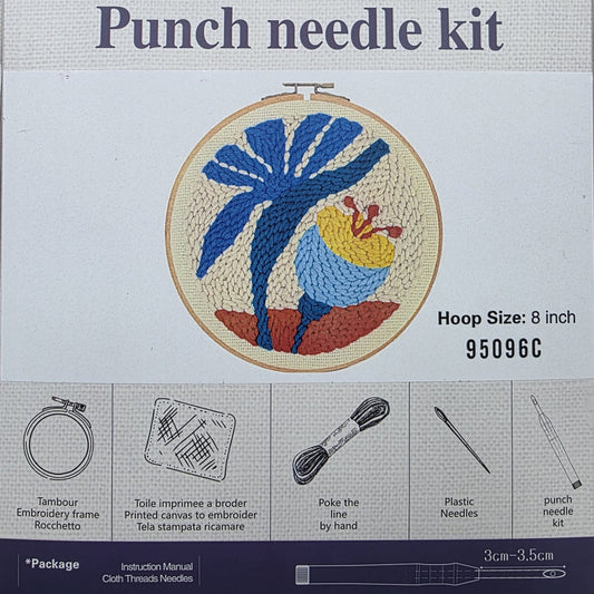 Sarı Mavi Çiçek, 20cm Kasnaklı Panç Seti - 95096