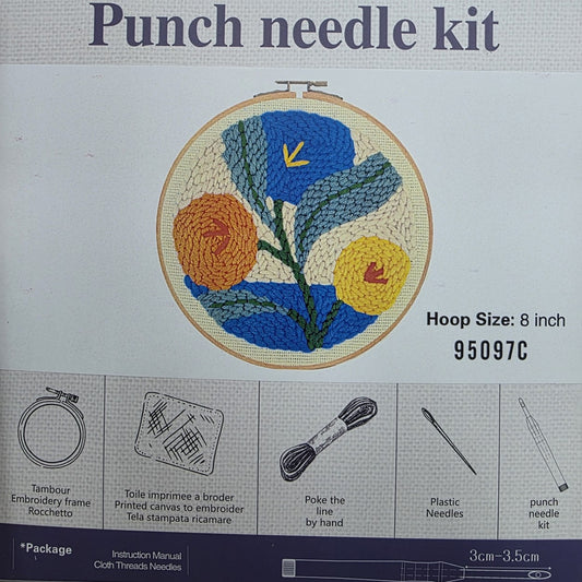 Tutuncu Sarı Mavi Çiçek, 20cm Kasnaklı Panç Seti - 95097