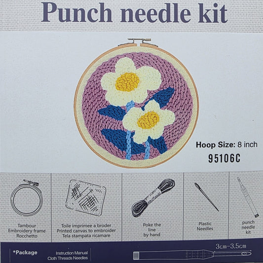 İki Çiçekli Desen, 20cm Kasnaklı Panç Seti - 95106