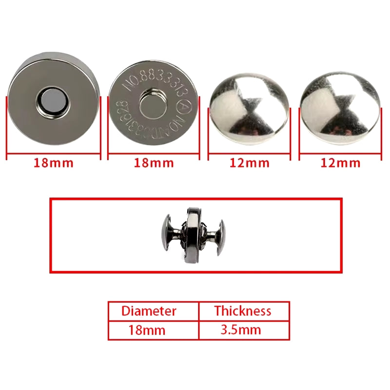Çift Rivetli Mıknatıslı Çanta Çıtçıtı / 1 Adet - Troklu Çanta Çıtçıt - Mıknatıslı Rivet