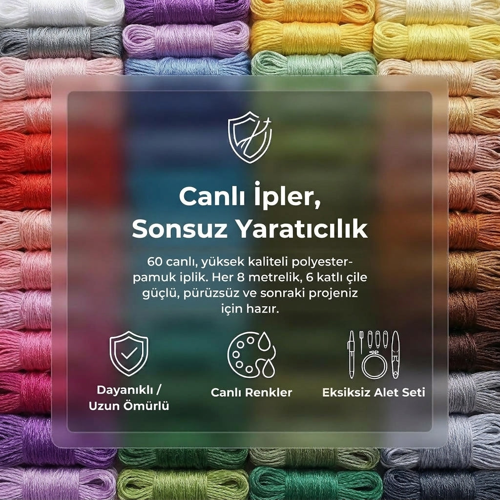 109 Parça 60 Renk Şeffaf Saklama Kutulu Etamin ve Nakış İpi Seti – Çok Amaçlı Kanaviçe & Kendin Yap El İş Başlangıç Seti