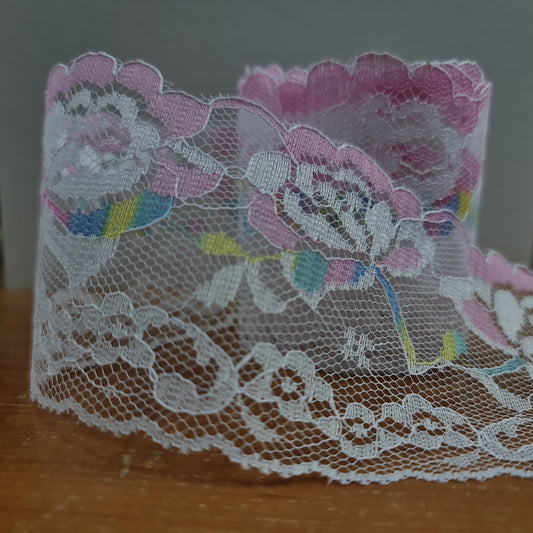 6,5cm eninde Çok Renkli Polyester Dantel 10 Metrelik Top