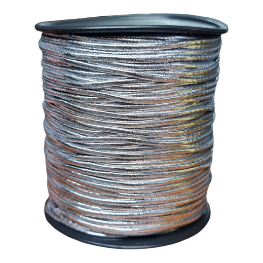 Gümüş Simli Yuvarlak Lastik. 100 metre