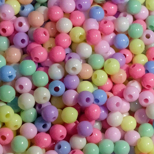 Delikli Karışık Renkte Yuvarlak Boncuk (500gram) - 6mm Boncuk