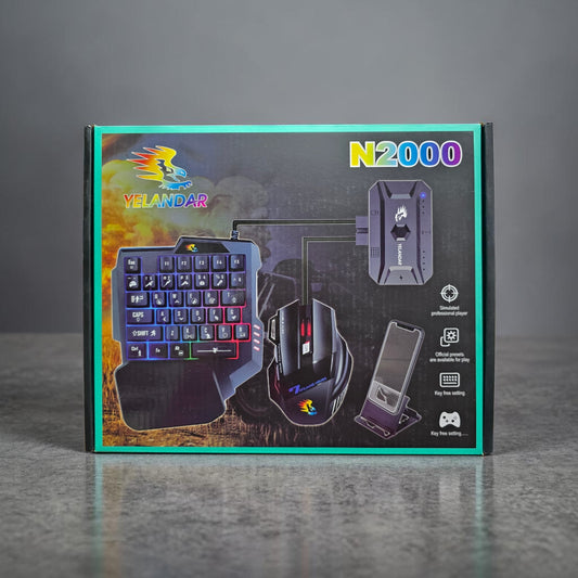 5 Parça, Tek El oyuncu Klavye, Mouse Set. (Android ve IOS uyumlu) N2000