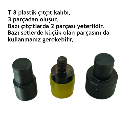 Tulumba Pres ve Plastik Çıtçıt Seti. (15mm Plastik T8 Çıtçıt Seti)