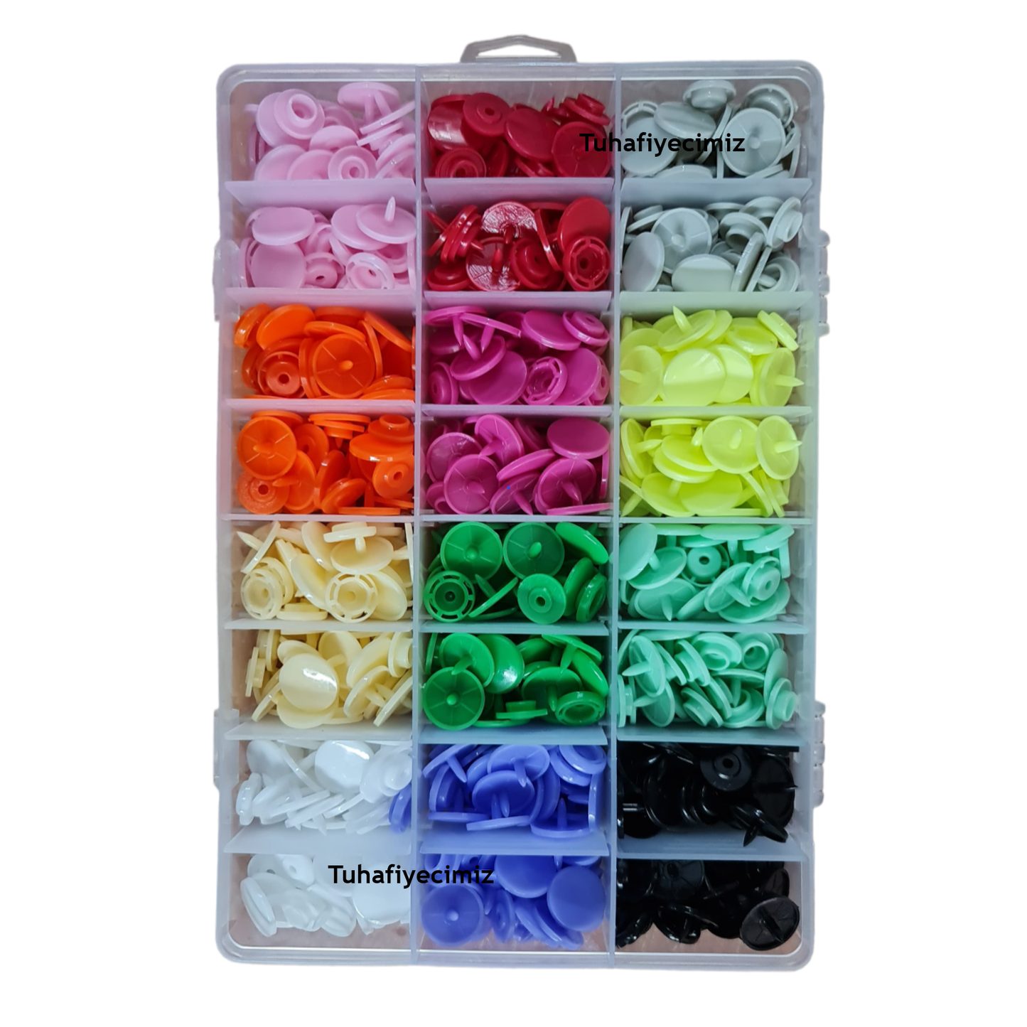 Tulumba Pres ve Plastik Çıtçıt Seti. (15mm Plastik T8 Çıtçıt Seti)