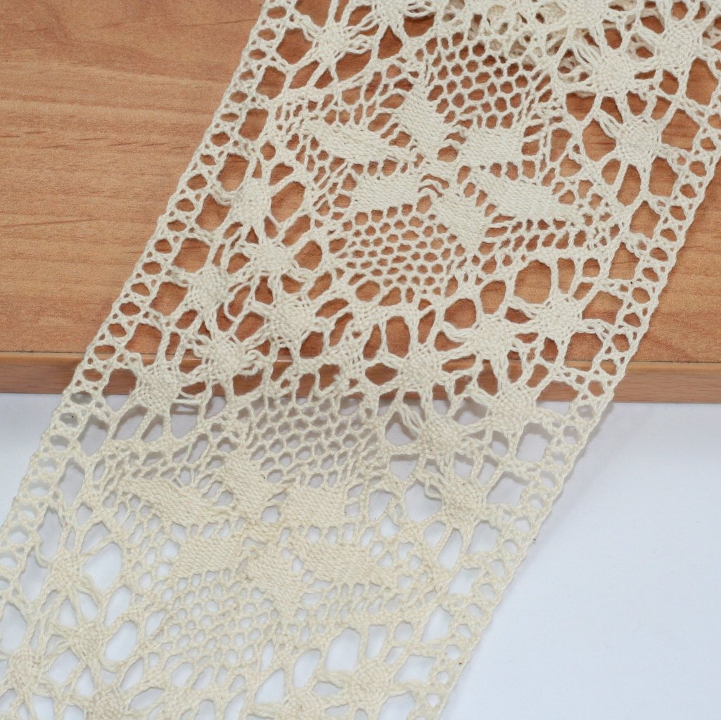 10 Metre Krem Ara Pamuk Dantel 100mm (9056)
