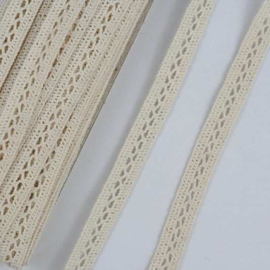 10 Metre Krem Ara Pamuk Dantel 13mm (1066-1)