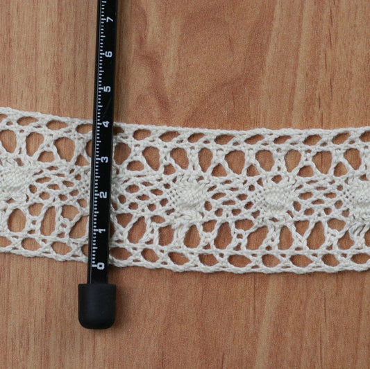 10 Metre Krem Ara Pamuk Dantel 40mm (9167)