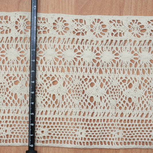 10 Metre Krem Geniş Ara Pamuk Dantel 125 mm -12,50cm- (9246)