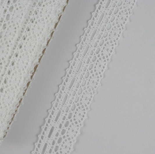 10 Metre Kenar Beyaz Pamuk Dantel 30mm (P161)