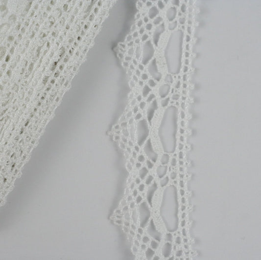 10 Metre Beyaz Pamuk Dantel 30mm (P915)
