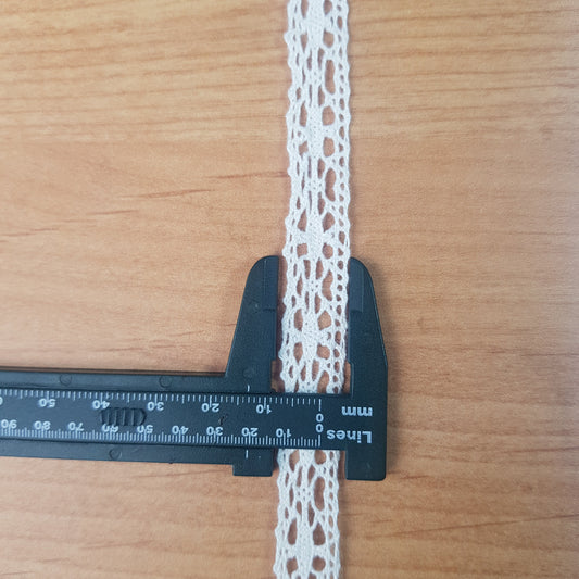 10 Metre Krem Kenar Pamuk Dantel 13mm (1029)