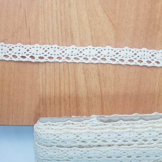 10 Metre Krem Kenar Pamuk Dantel 13mm ( 402 )