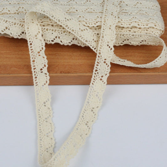 10 Metre Krem Kenar Pamuk Dantel 15mm (P290)