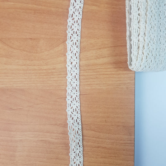 10 Metre Krem Kenar Pamuk Dantel 14mm (8449)