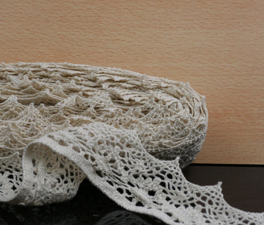 10 Metre Krem Kenar Pamuk Dantel 50mm (7170)