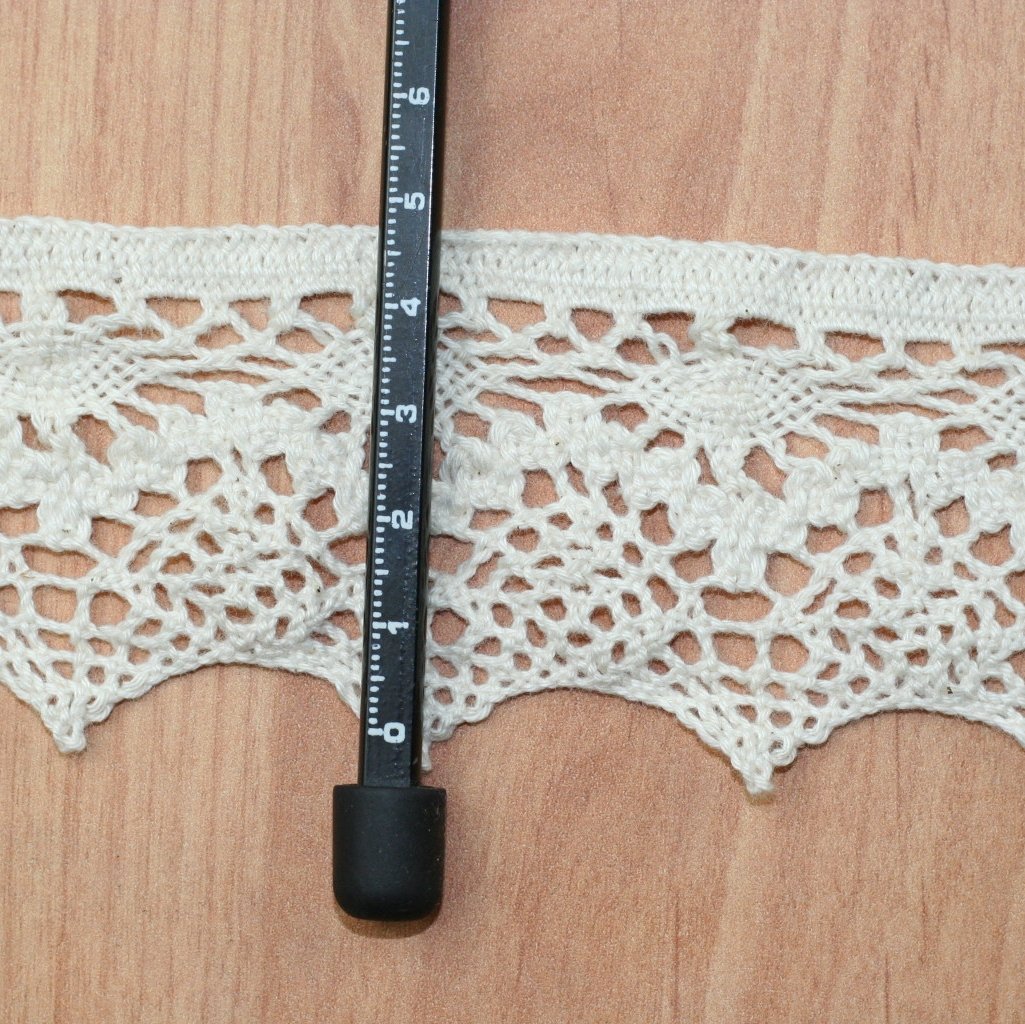 10 Metre Krem Kenar Pamuk Dantel 50mm (7170)