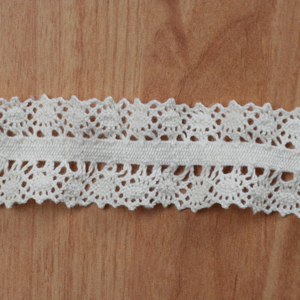 10 Metre Krem Lastikli Pamuk Dantel 35mm (403)