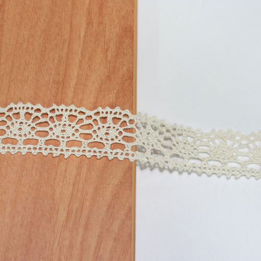 10 Metre Pamuk Dantel 25 mm (153) (Beyaz veya Krem)