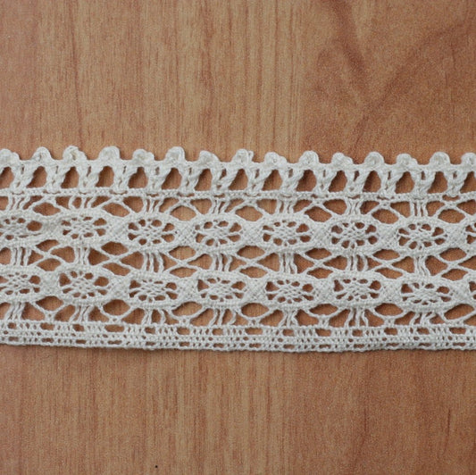 10 Metre Krem Pamuk Dantel 40 mm (2046)