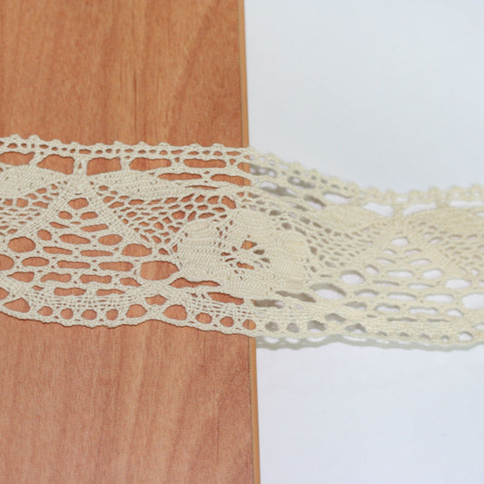 10 Metre Krem Pamuk Dantel 50mm (7581)