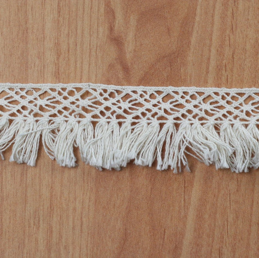 10 Metre Saçaklı Pamuk Dantel 35mm (9439)