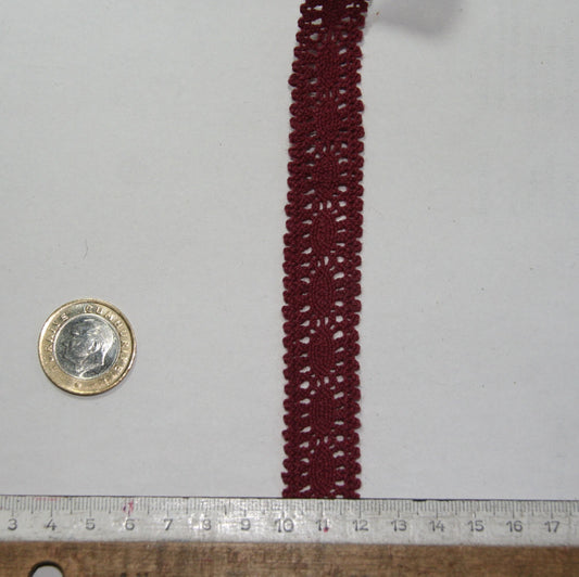 20mm Bordo Renkli Pamuklu Dantel (34516)