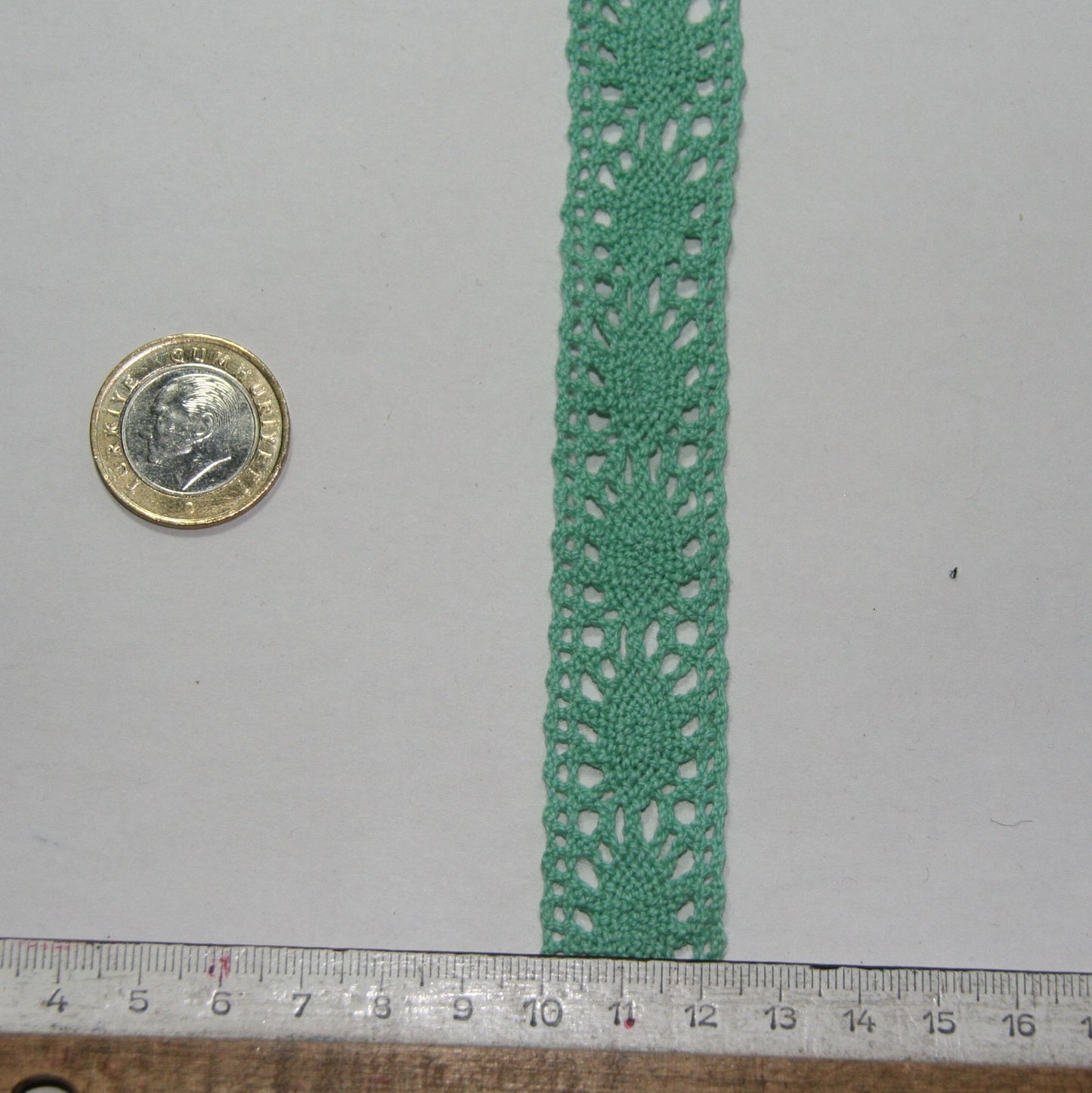22mm Mint Yeşil Renkli Pamuklu Dantel (34517)