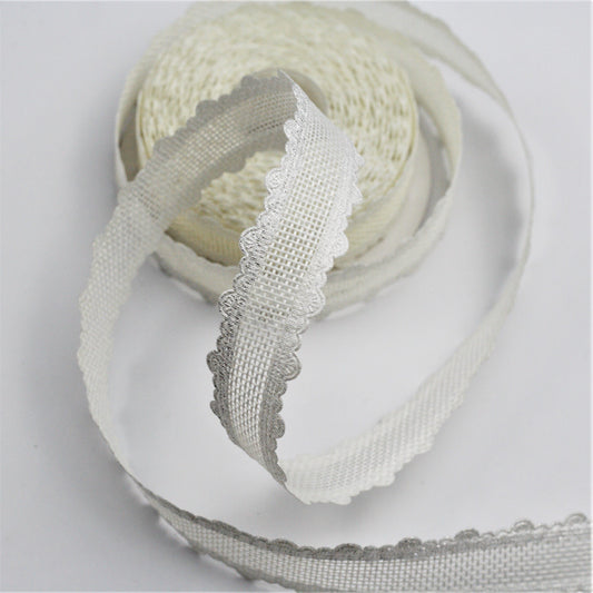 2cm Eninde Kenarı Simli Jüt Kurdele Şerit Paketleme, Süs, Kurdele Şerit. ( 9 metre top halinde)