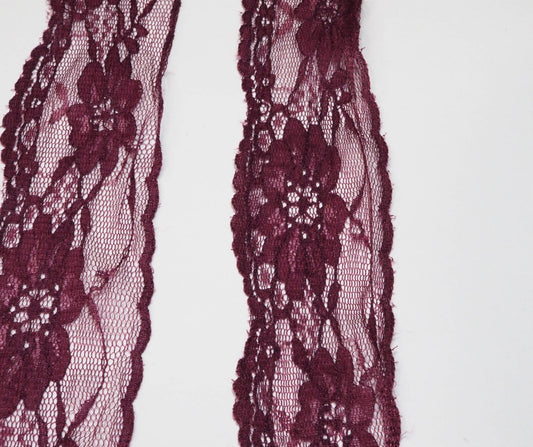 5cm eninde Bordo Naylon Dantel 5 Metrelik Top - (730)