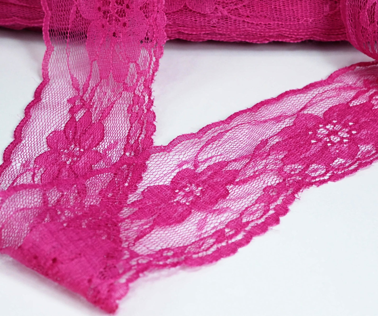 5cm eninde Fuşya Naylon Dantel 5 Metrelik Top - (730)