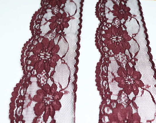 5cm eninde Koyu Gül Kurusu Naylon Dantel 5 metrelik top - (730)