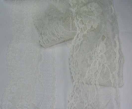 5cm eninde Krem Renk Naylon Dantel 5 metrelik top - (730)