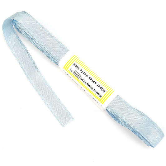 Bebe Mavi Saten Kurdele Çift Taraflı 1cm Eninde 10mt Top