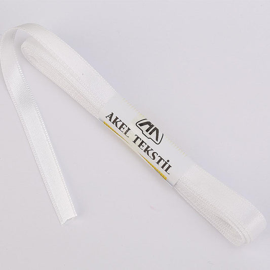 Beyaz Saten Kurdele Çift Taraflı 1cm Eninde 10mt Top
