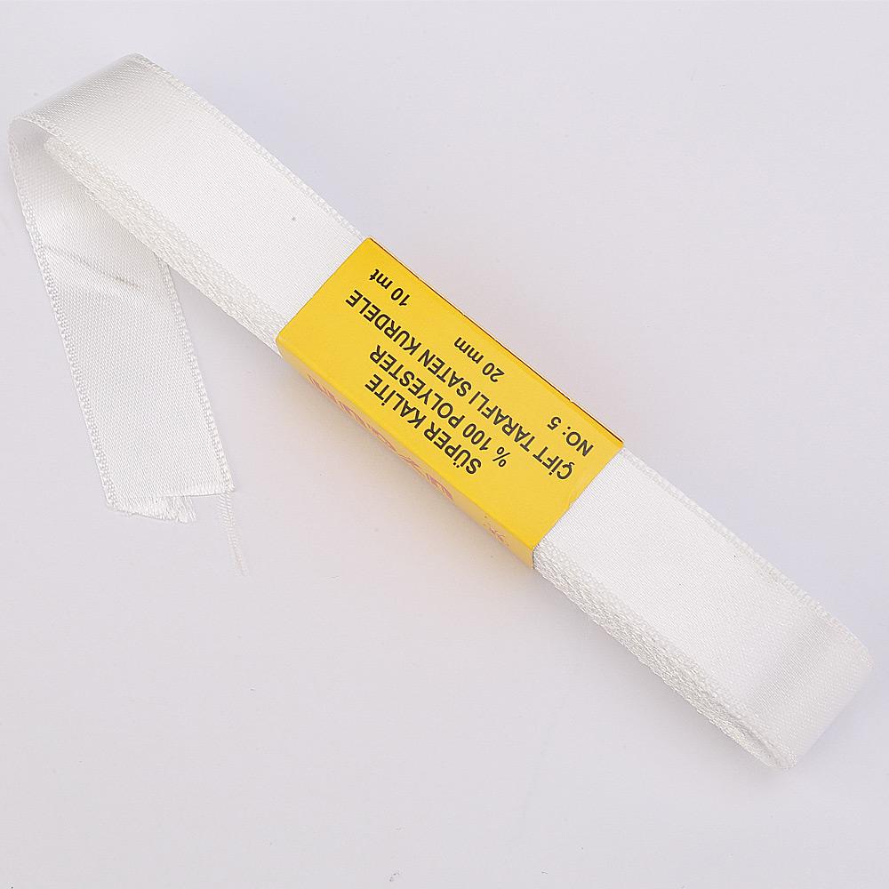 Beyaz Saten Kurdele Çift Taraflı 2cm Eninde 10mt Top