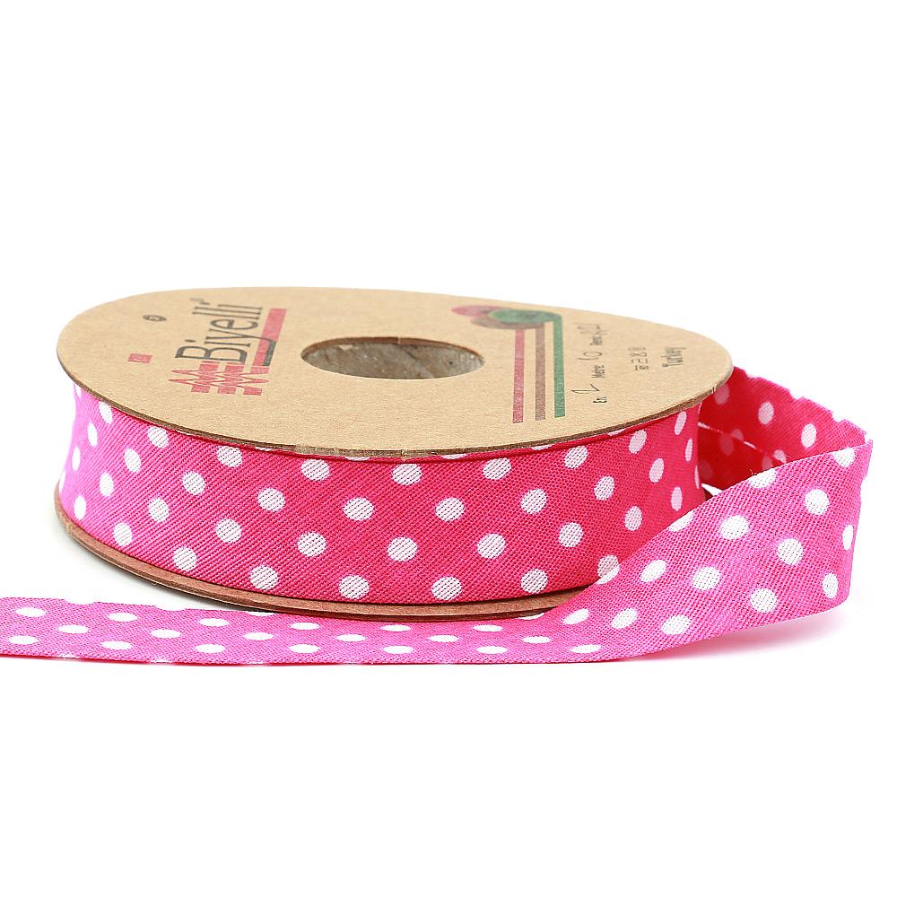 FuşyaPuantiyeli Pamuk (Koton) Biye 2cm eninde 25mt (A21)