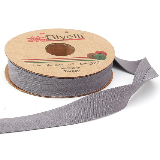 Gri Pamuk (Koton) Biye 2cm eninde 25mt (D23)