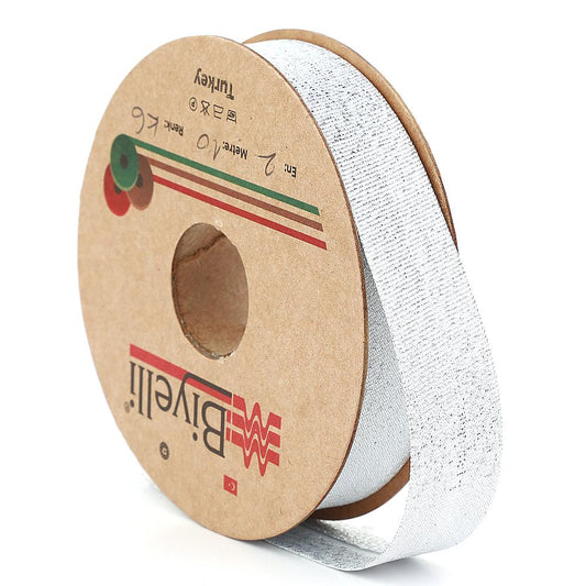 Gümüş Kumlu Verev Biye 2cm eninde 25mt (KG)