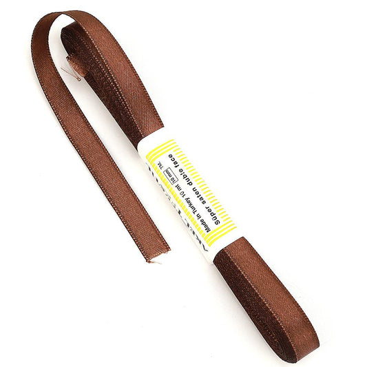 Kahverengi Saten Kurdele Çift Taraflı 1cm Eninde 10mt Top
