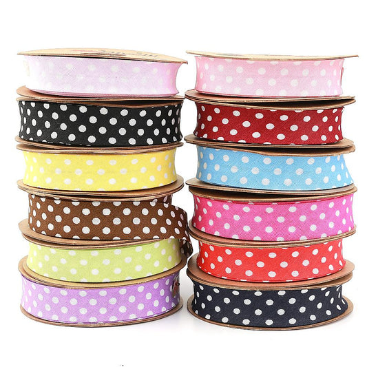 Red Polka Dot Cotton (Coton) Bias 2cm width 25mt (A17)