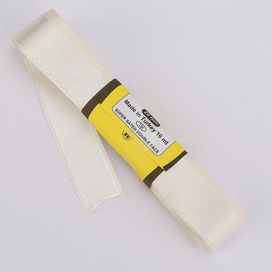 Krem Saten Kurdele Çift Taraflı 2cm Eninde 10mt Top